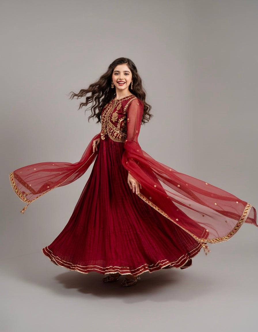 Huda-Maroon 3pc