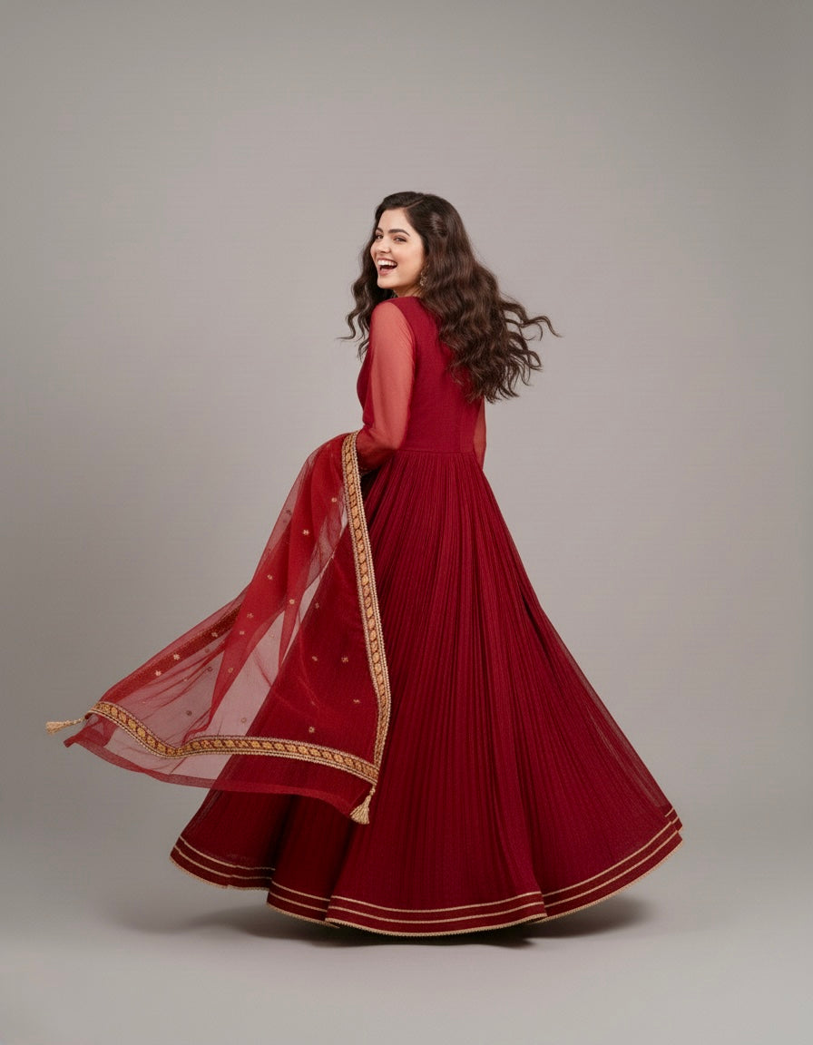 Huda-Maroon 3pc